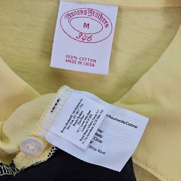 Brooks Brothers Polo Shirt 100% Cotton Striped Short Sleeve Men's Size M Yellow - Picture 9 of 10